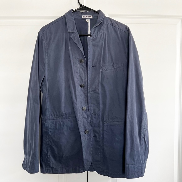 Mens Topcoat Size Medium Navy Blue Express - Picture 2 of 4